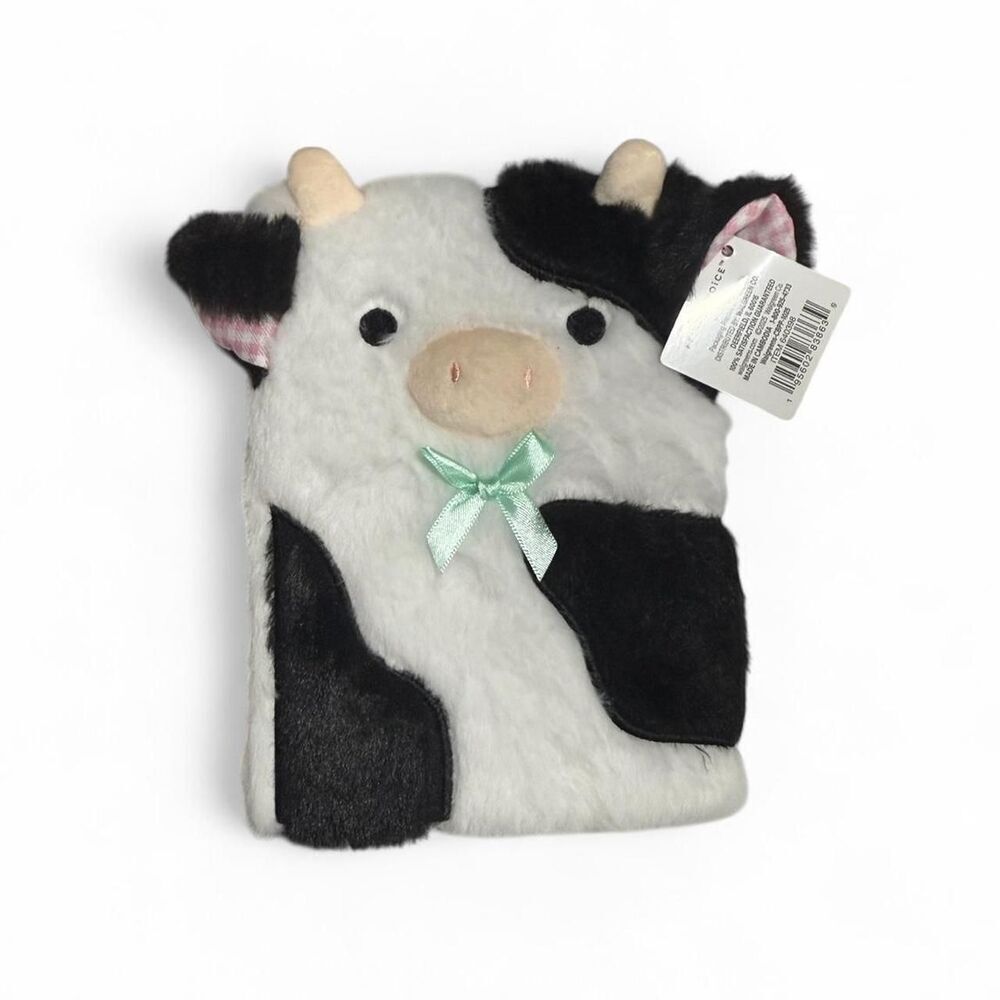 Cow plush notebook with ribbon - super cute! Cottage core Brand new!
